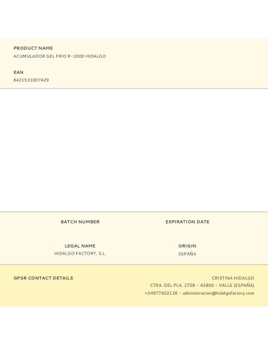 Acumulador de gel frío, r1000, 22 × 11 × 5 cm