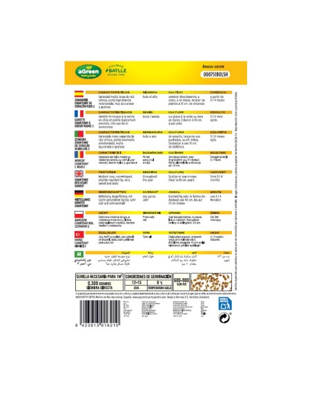 Sobre con semillas de zanahoria chantenay corazón rojo 2