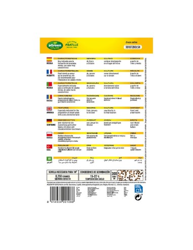 Sobre con semillas de rúcula