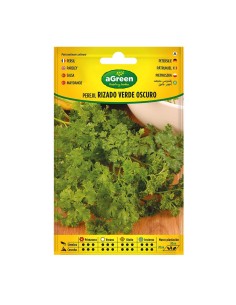 Sobre con semillas de perejil rizado verde oscuro