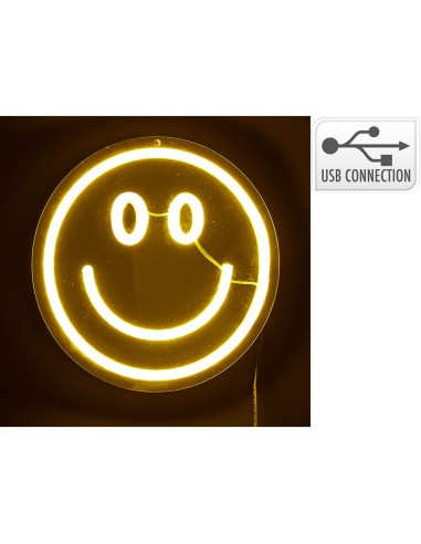 Luz led neón decorativa carita - espejo, 20 x 20 cm