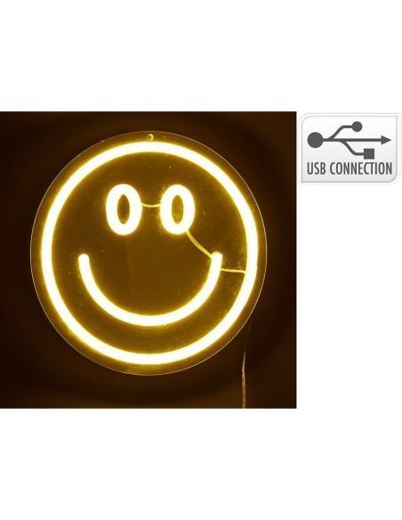 Luz led neón decorativa carita - espejo, 20 x 20 cm