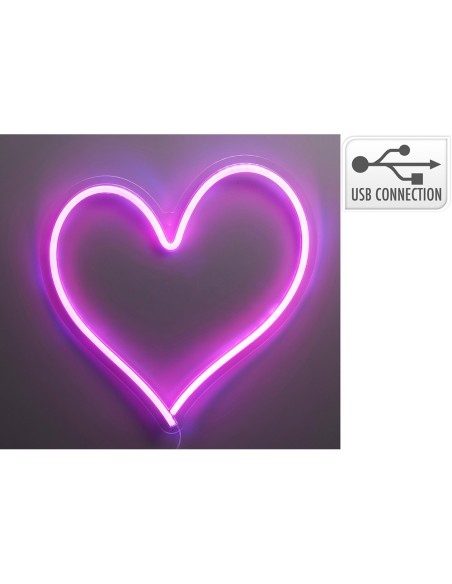 Luz led neón decorativa corazón, 32 x 34 cm