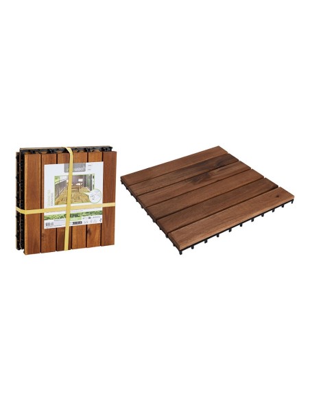 Baldosas de madera de acacia para terraza, 30 x 30 cm, 4 piezas