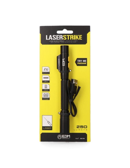Linterna led/puntero laser strike, tipo pluma, recargable, 250 lm