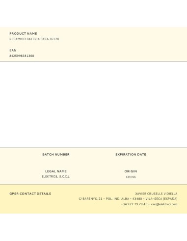 Recambio batería para 36178