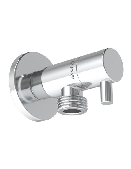 Válvula escuadra modelo deco con mando redondo, silver, ½ x 3/8 pulg