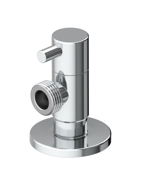 Válvula escuadra modelo deco con mando redondo, silver, ½ x ½ pulg