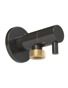 Válvula escuadra modelo deco con mando redondo, negro, ½ x ½ pulg