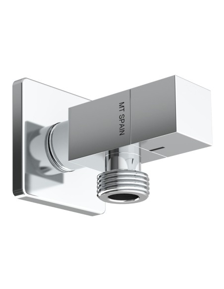 Válvula escuadra modelo deco con mando cuadrado, silver, ½ x 3/8 pulg