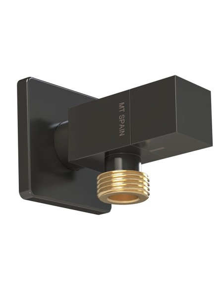 Válvula escuadra modelo deco con mando cuadrado, negro, ½ x 3/8 pulg