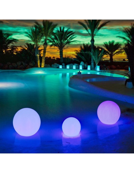 Lámpara redonda flotante buly 40, solar y batería recargable, rgb - ø40 x 35 cm