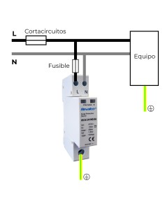 Protector sobretension transitorio 1p+n 30ka c 230vac 1 modulo (retractilado) 2