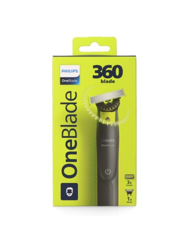 Afeitadora one blade 360°, con 3 peines guía, resistente al agua