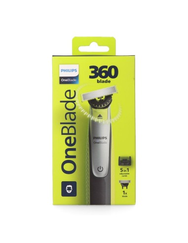 Afeitadora one blade 360°, con peine ajustable 5 en 1, resistente al agua
