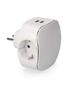 Adaptador triple tipo f con 2 tomas usb 2100ma perfil iluminado (retractilado)