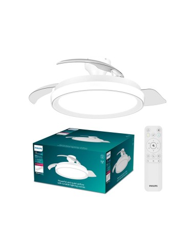 Ventilador de techo con aspas retráctiles, led...