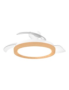 Ventilador de techo con aspas retráctiles, led 3 cct, dc 28 w + 35 w, modelo bliss, blanco / dorado, ø106 cm