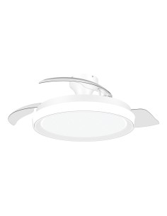 Ventilador de techo con aspas retráctiles, led 3 cct, motor dc 28 w + led 35 w, modelo bliss, blanco / estrellado, ø106 cm