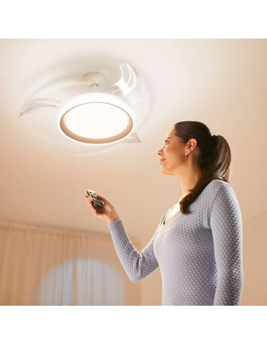 Ventilador de techo con aspas retráctiles, led...