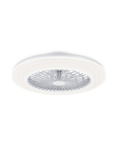 Ventilador de techo, led 3cct, dc 20 w + 42 w, modelo amigo, blanco con difusor efecto estrellado, ø48,5 cm