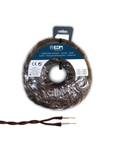 Carrete cable paralelo textil trenzado h05v-k 2 x 1,00 mm² marrón, 25 m