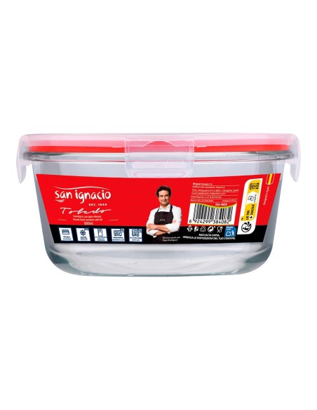 Fiambrera hermética redonda borosilicato, toledo, 800 ml, ø16 x 8 cm
