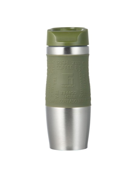 Vaso de viaje de acero inoxidable, verde oliva, experto, 360 ml, ø8,3 x 21,2 cm