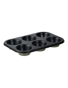 Molde para 6 magdalenas de acero al carbono, experto, 26,5 x 18,5 x 3 cm