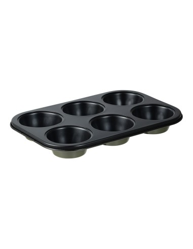 Molde para 6 magdalenas de acero al carbono, experto, 26,5 x 18,5 x 3 cm