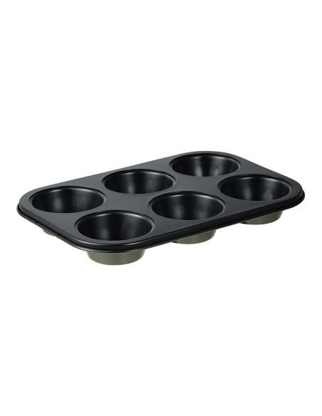 Molde para 6 magdalenas de acero al carbono, experto, 26,5 x 18,5 x 3 cm