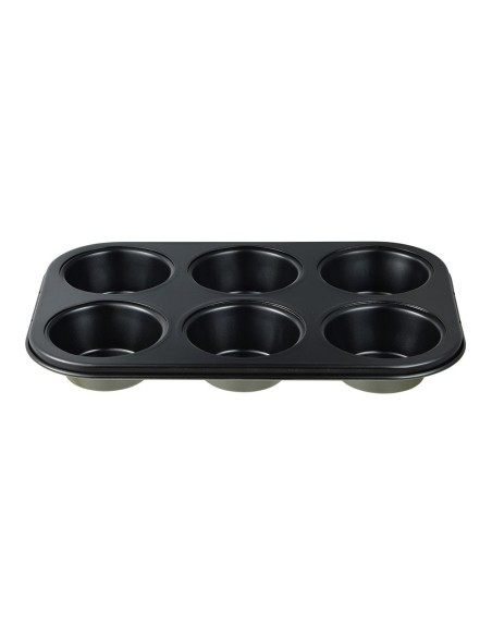 Molde para 6 magdalenas de acero al carbono, experto, 26,5 x 18,5 x 3 cm