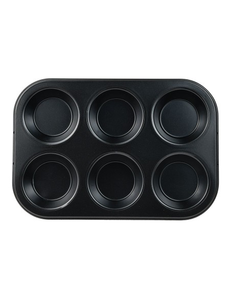 Molde para 6 magdalenas de acero al carbono, experto, 26,5 x 18,5 x 3 cm