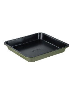 Bandeja cuadrada de acero al carbono, para horno, experto, verde oliva, 26 x 26 x 3,5 cm