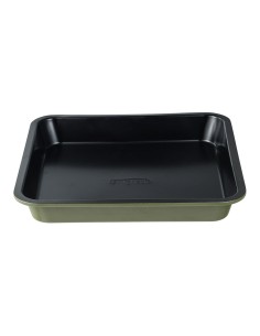 Bandeja cuadrada de acero al carbono, para horno, experto, verde oliva, 26 x 26 x 3,5 cm 2