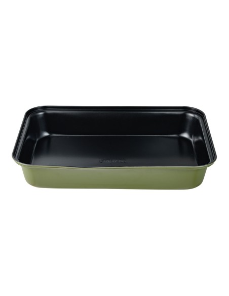 Bandeja rectangular de acero al carbono, para horno, experto, verde oliva, 34 x 23,7 x 6 cm