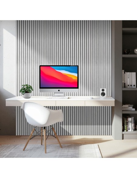 Revestimiento autoadhesivo 3d, color roble gris con fondo de fieltro gris antracita, loseta de 58x58 cm, 6 unidades