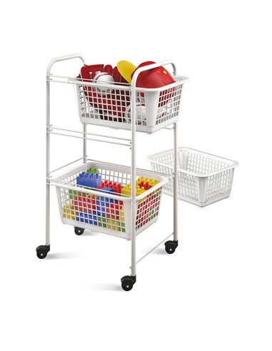 Carrito multiuso con 3 cestos, san diego, blanco, 30 x 38 x 68 cm