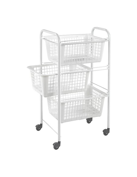 Carrito multiuso con 3 cestos, san diego, blanco, 30 x 38 x 68 cm