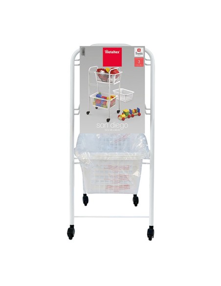 Carrito multiuso con 3 cestos, san diego, blanco, 30 x 38 x 68 cm