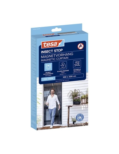 Mosquitera cortina magnética con cierre automático, antracita, 100 x 220 cm