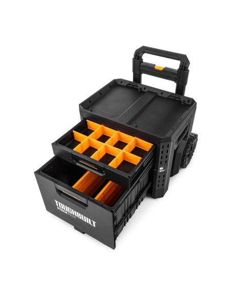 Caja de herramientas con ruedas de 2 cajones con cierre, stacktech, 53 x 40,5 x 47,7 cm