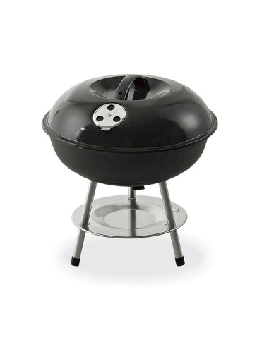 Barbacoa negra de carbón ø35,5x40cm con 3 patas.