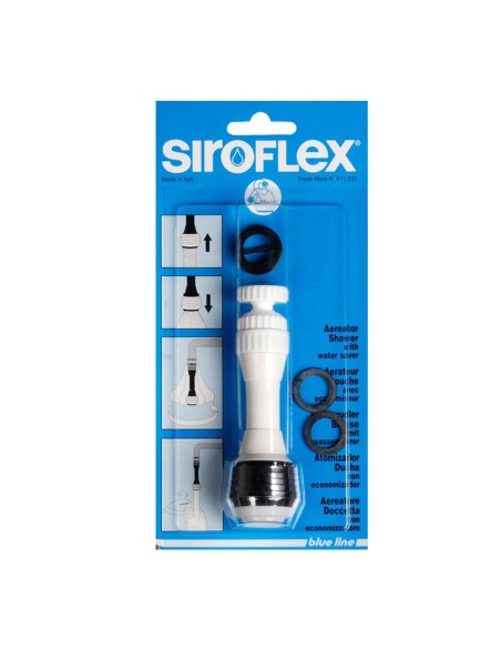 Atomizador-ducha con economizador, blanco y cromado, blue line, 11 cm