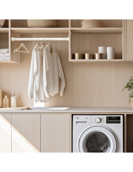 Barra extensible multiuso a presión sin taladro, blanca, ø2,8 - 2,5 x 70 - 120 cm