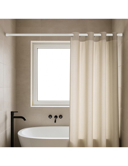 Barra extensible multiuso a presión sin taladro, blanca, ø2,8 - 2,5 x 120 - 210 cm