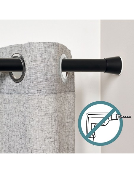 Barra extensible multiuso a presión sin taladro, negra, ø2,8 - 2,5 x 50 - 80 cm