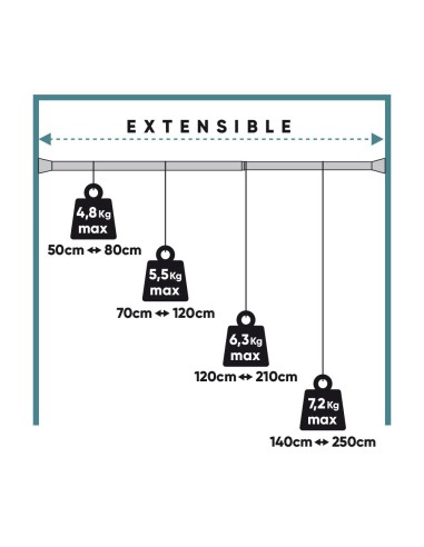 Barra extensible multiuso a presión sin...