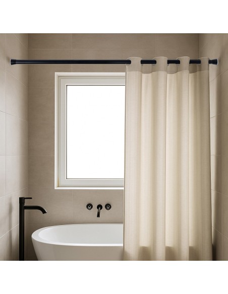 Barra extensible multiuso a presión sin taladro, negra, ø2,8 - 2,5 x 70 - 120 cm