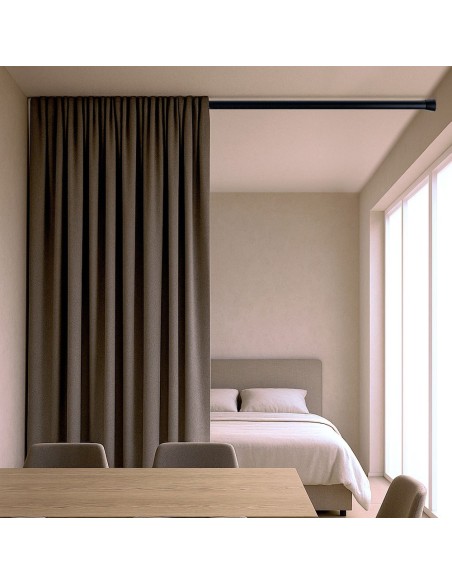 Barra extensible multiuso a presión sin taladro, negra, ø2,8 - 2,5 x 120 - 210 cm